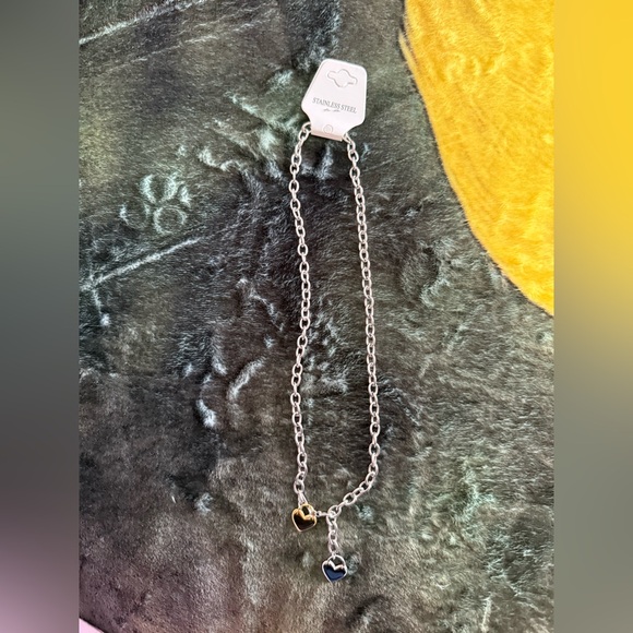 Gold and Silver Heart Pendant Necklace - Picture 2 of 2